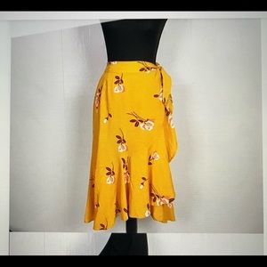 Gold Floral Free People Wrap Skirt